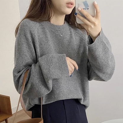 Crew Neck Plain Sweater