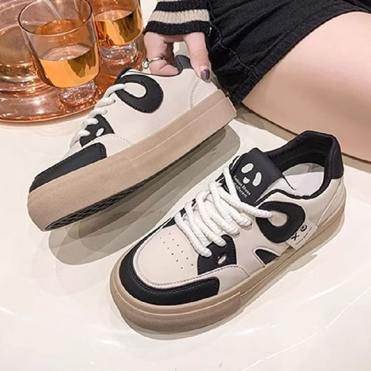 Platform Faux Leather Lace-Up Sneakers