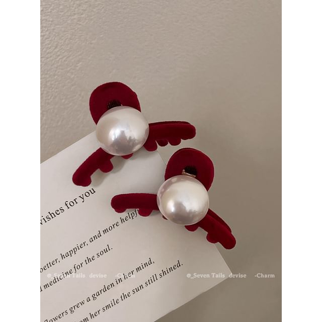 Faux Pearl Flocking Hair Clamp / Set