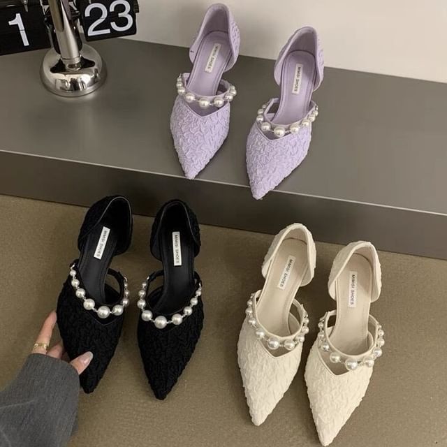 High Pumps Faux Heel Pearl