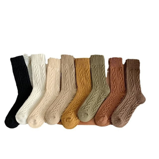 Plain Cable Knit Socks