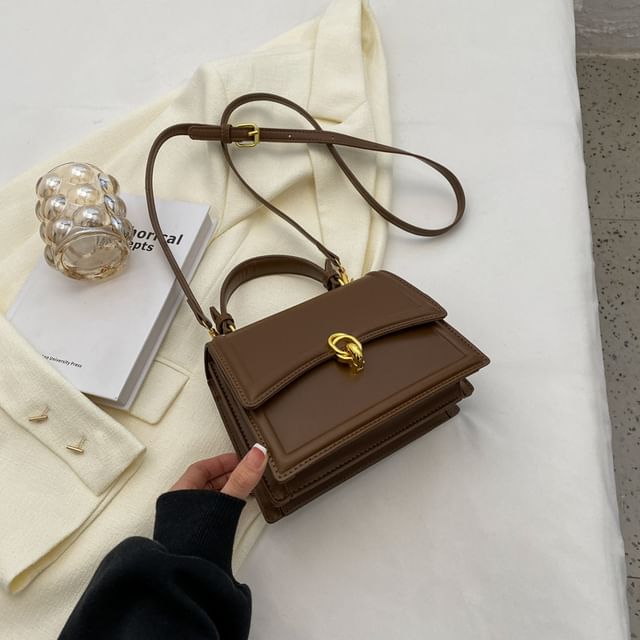 Faux Leather Flap Crossbody Bag