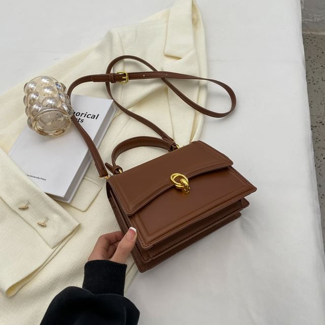 Faux Leather Flap Crossbody Bag