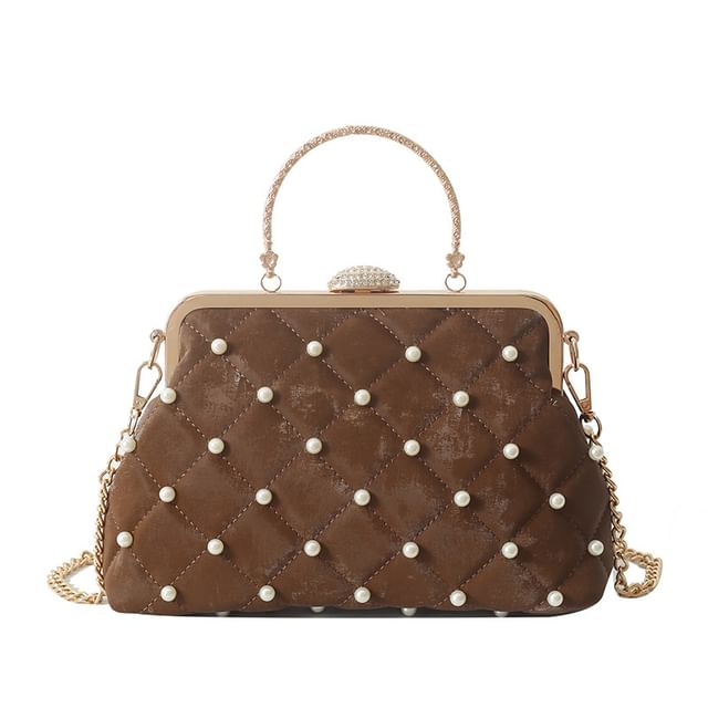 Pearl Strap Faux Chain Crossbody Bag