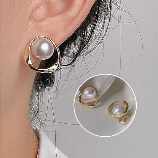 Faux Alloy Hoop Pearl Ear Cuff