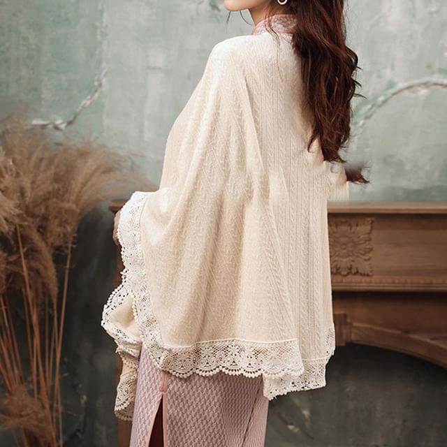 Frog Buttoned Lace Trim Jacket