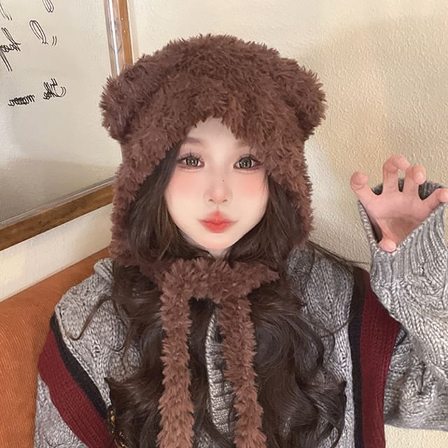 Ear Bear Fluffy Earflap Hat