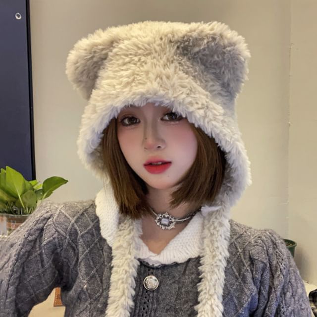 Ear Bear Fluffy Earflap Hat