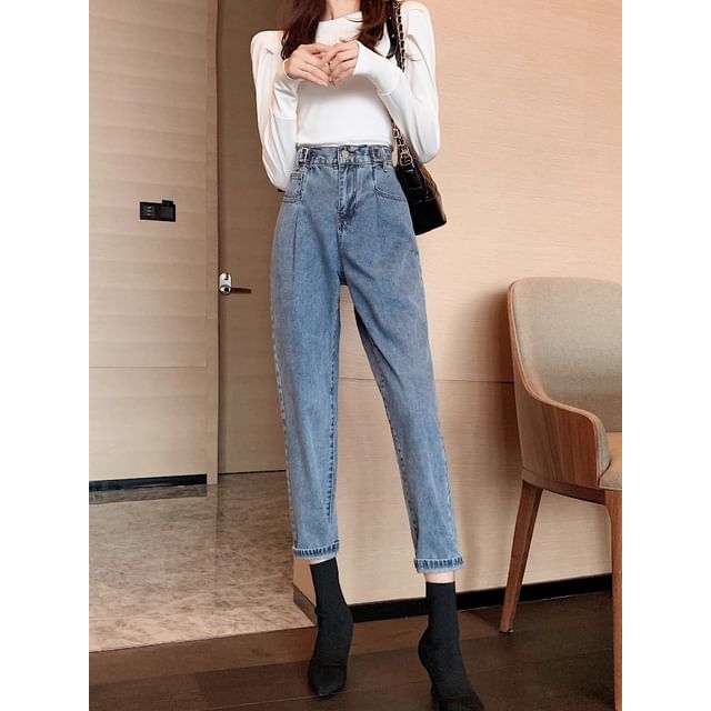 High Waist Crop Harem Jeans