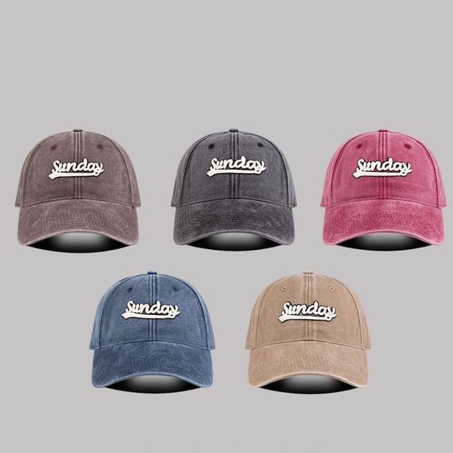 Embroidered Washed Cap Letter