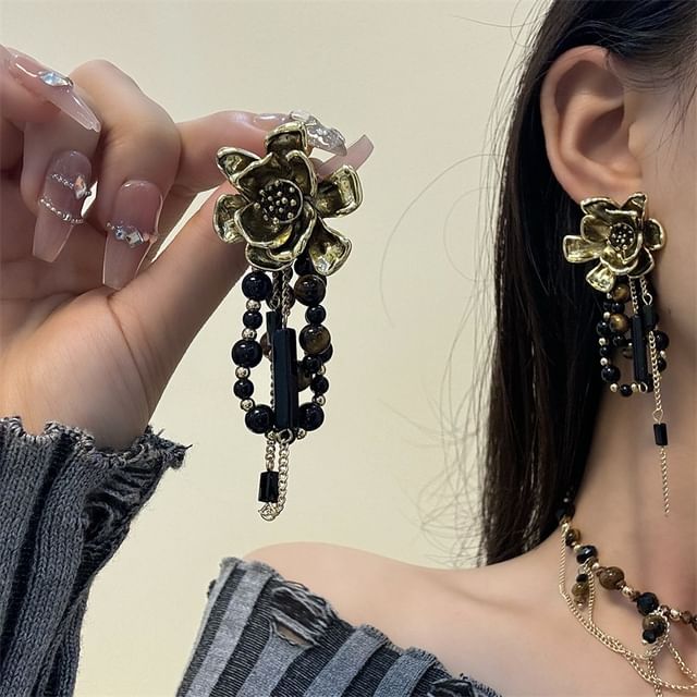 Floral Drop Beaded Earring
