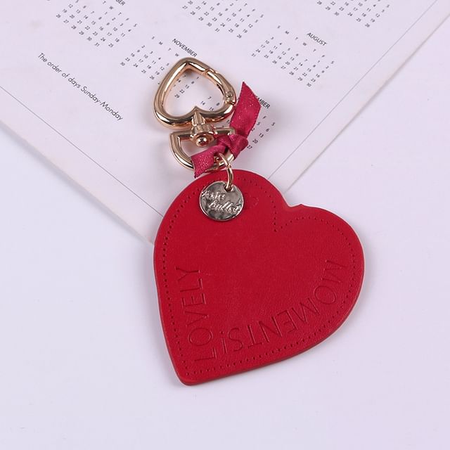 Lettering Heart Faux Leather Keyring