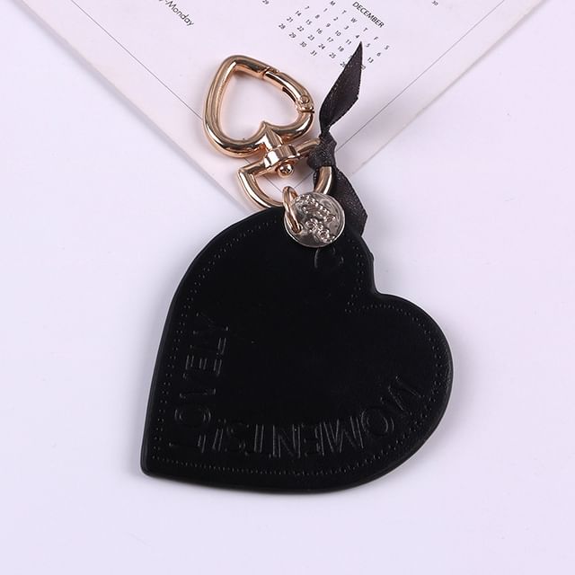 Lettering Heart Faux Leather Keyring