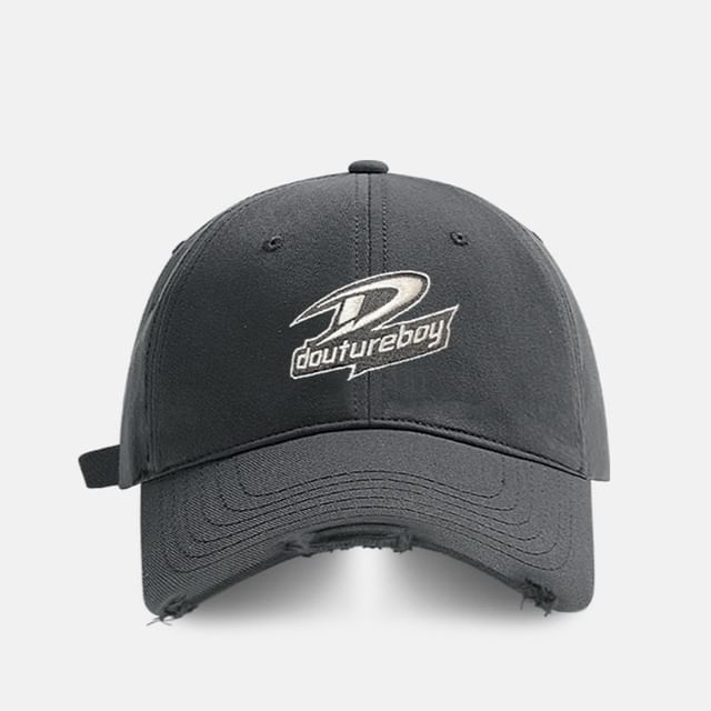 Distressed Cap Embroidered Lettering Baseball