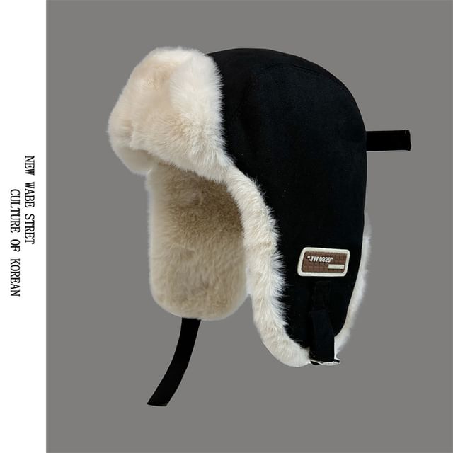 Faux Suede Trapper Fleece-Lined Hat