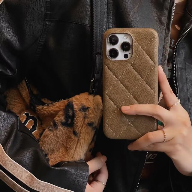 Phone Leather Quilted Case Faux