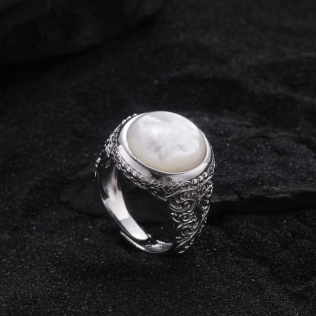 Faux Gemstone Bead Alloy Open Ring