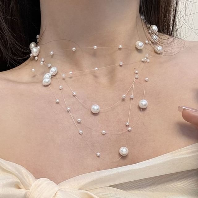 Faux Choker Layered Pearl