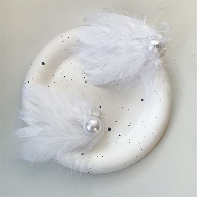 Faux Clip Hair 2: Feather Pearl Set of