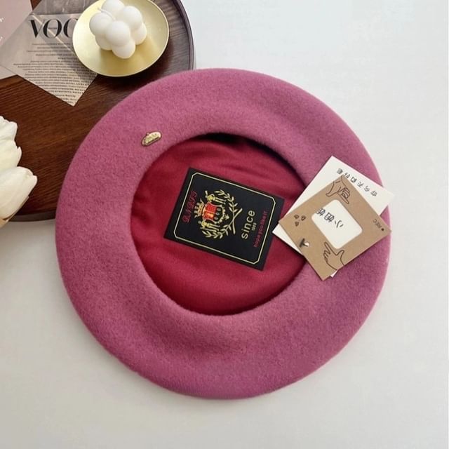 Hat Wool Metal Plate Beret