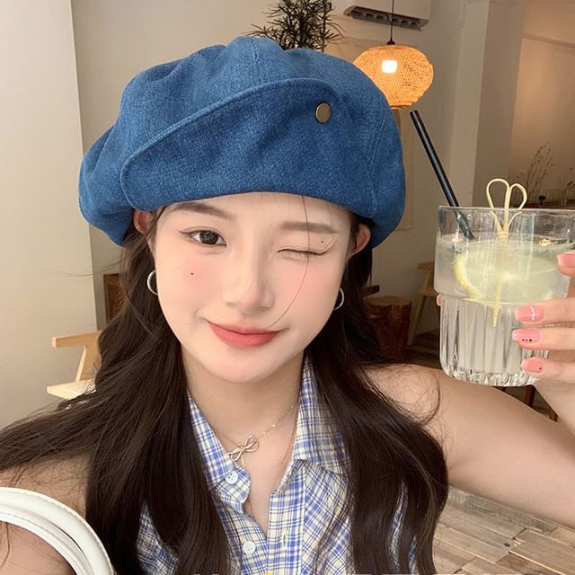 Cap Washed Denim Newsboy