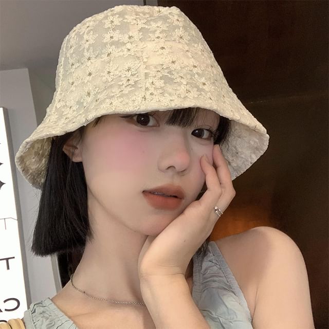 Embroidered Hat Bucket Floral