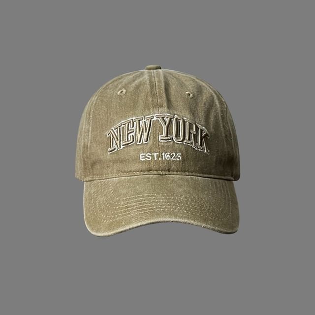 Lettering Embroidered Washed Baseball Cap