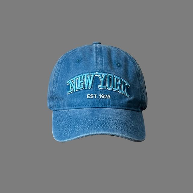 Lettering Embroidered Washed Baseball Cap