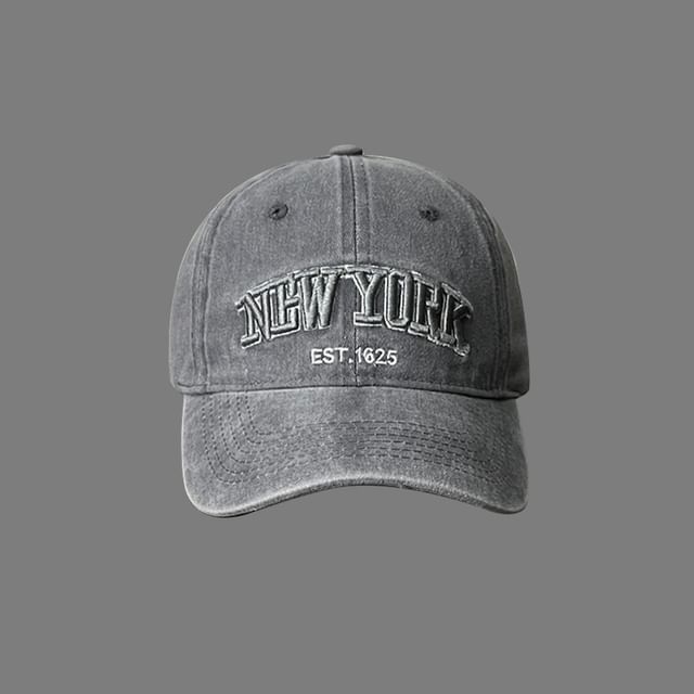 Lettering Embroidered Washed Baseball Cap