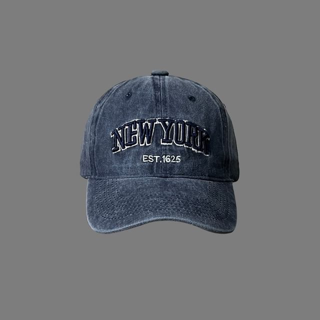 Lettering Embroidered Washed Baseball Cap