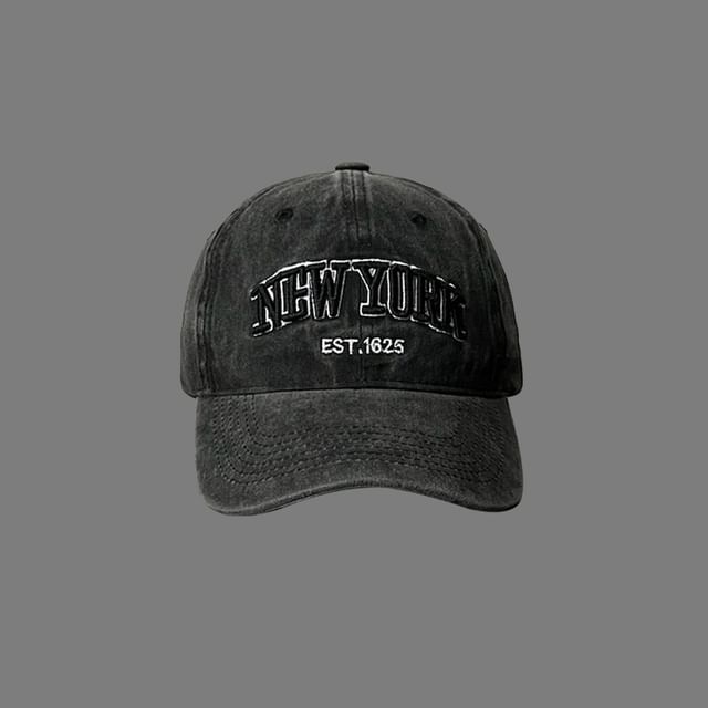 Lettering Embroidered Washed Baseball Cap