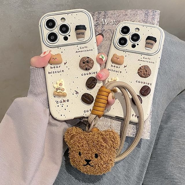 Case Phone Bear Coffee
