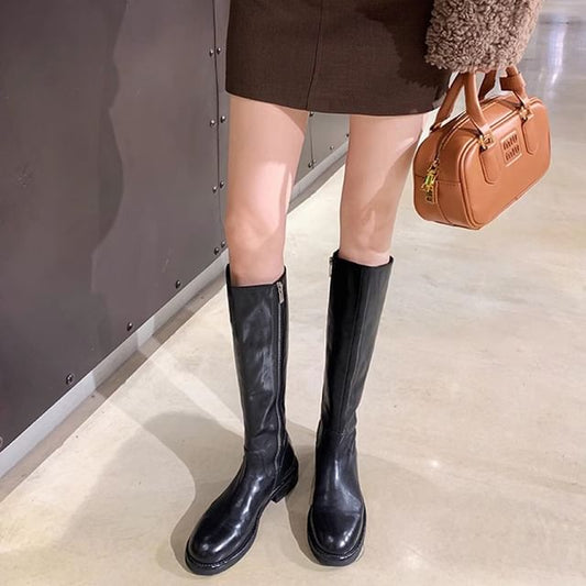 Leather Over-the-Knee Faux Boots