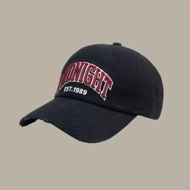 Lettering Embroidered Distressed Baseball Cap