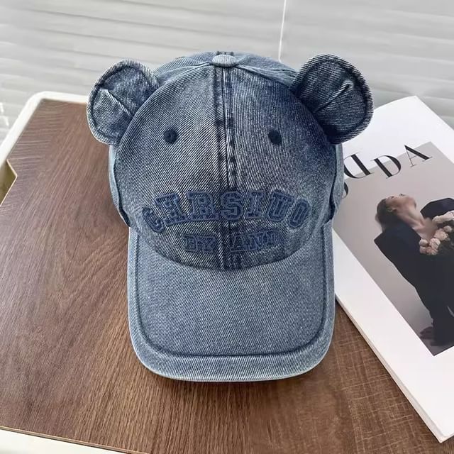 Bear Ear Denim Baseball Cap