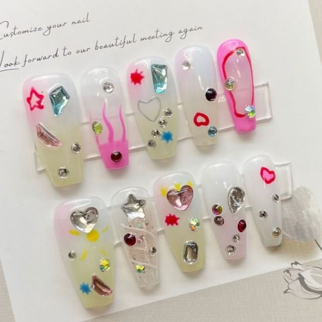 Rhinestone Press On Nails