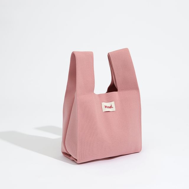 Knit Tote Bag Applique Lettering