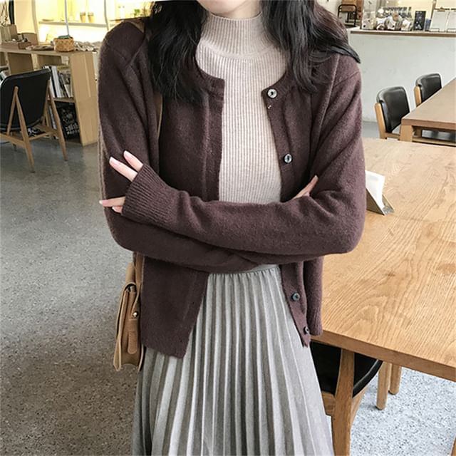 Button-Up Plain Cardigan