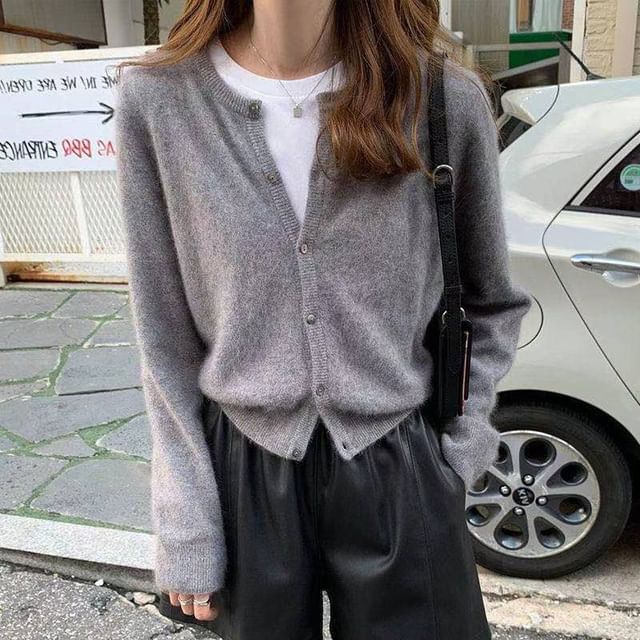 Button-Up Plain Cardigan