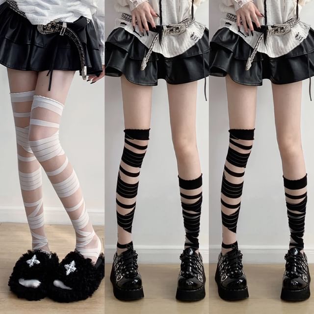 Patterned Over The Knee Socks / Set