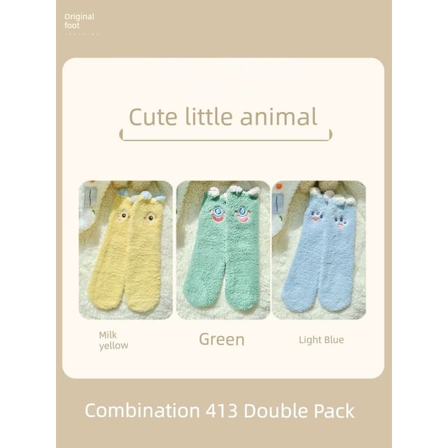 Cartoon Coral Fleece Short Socks / Set