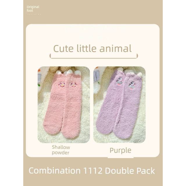 Cartoon Coral Fleece Short Socks / Set