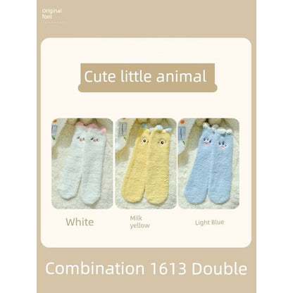 Cartoon Coral Fleece Short Socks / Set