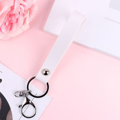 Faux Leather Strap Bag Charm Keyring