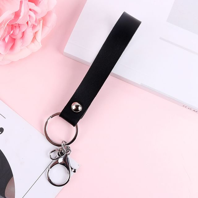 Faux Leather Strap Bag Charm Keyring