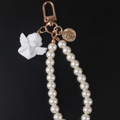 Angel Faux Alloy / Faux Pearl Bag Charm Keyring (Various Designs)