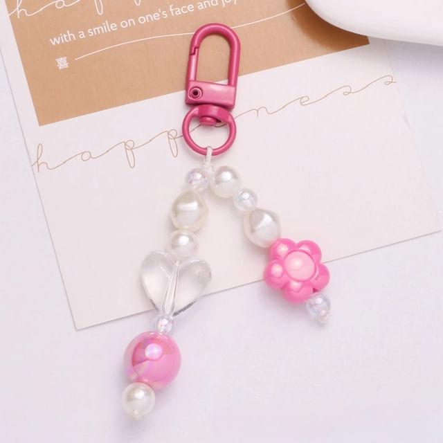 Floral Faux Pearl Bag Charm Keyring