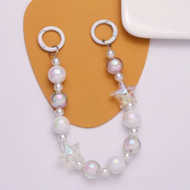 Star Faux Pearl Acrylic Bag Charm Keyring