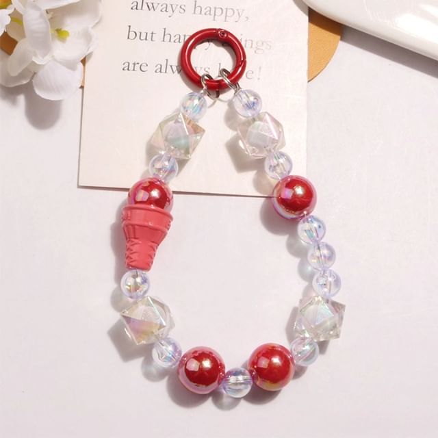 Ice Cream Acrylic Bead Bag Charm Keyring