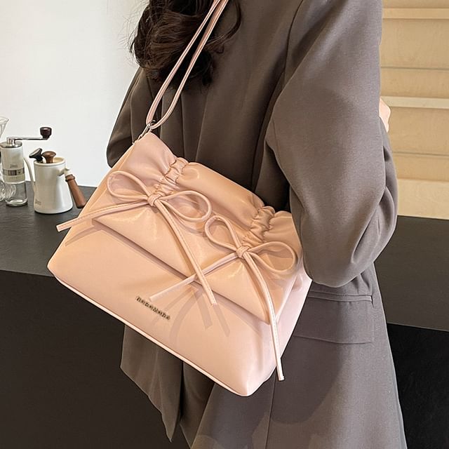 Bow Shoulder Leather Bag Faux